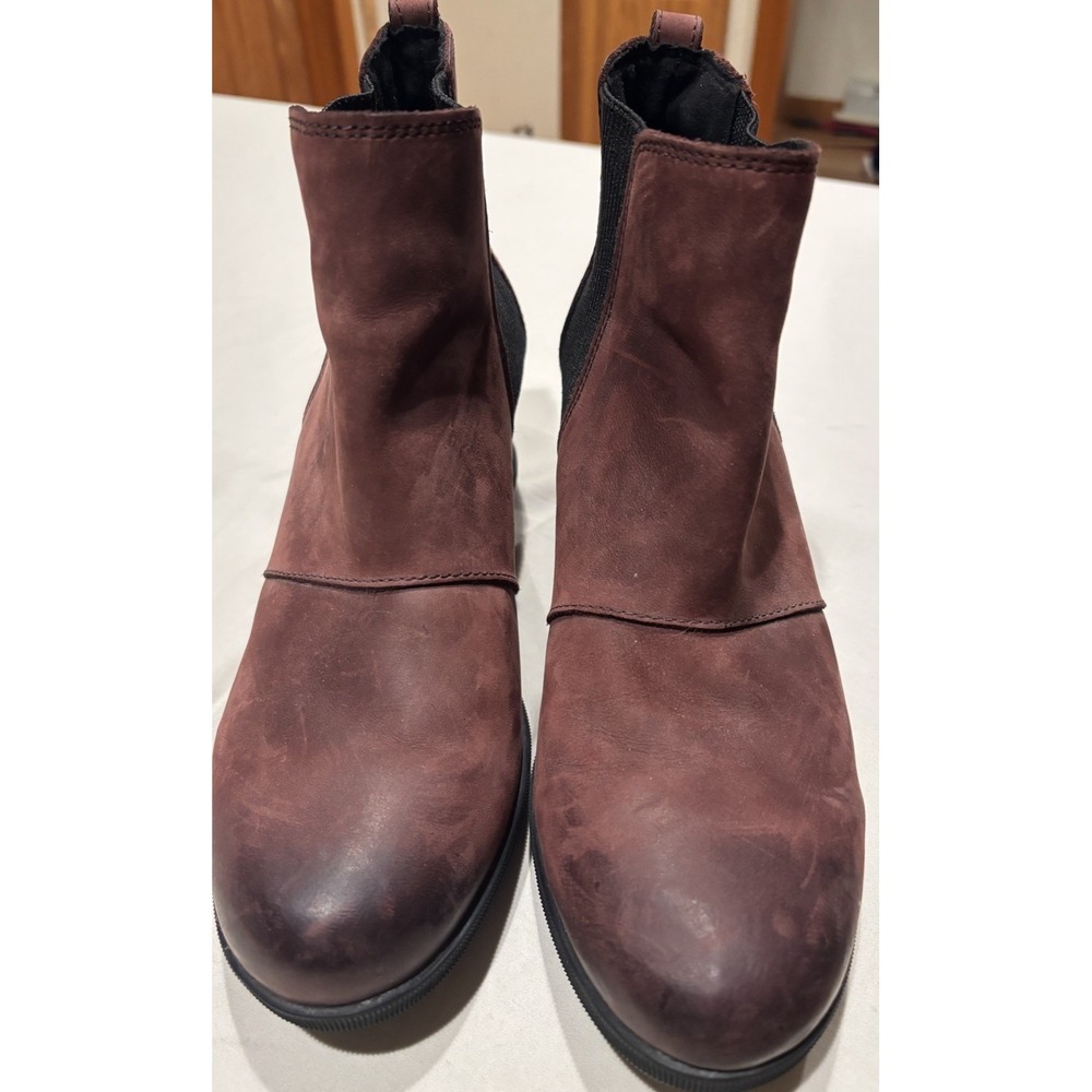 Sorel Joan Of Attic Wedge Chelsea Boots Rich Wine Burgundy Size 10